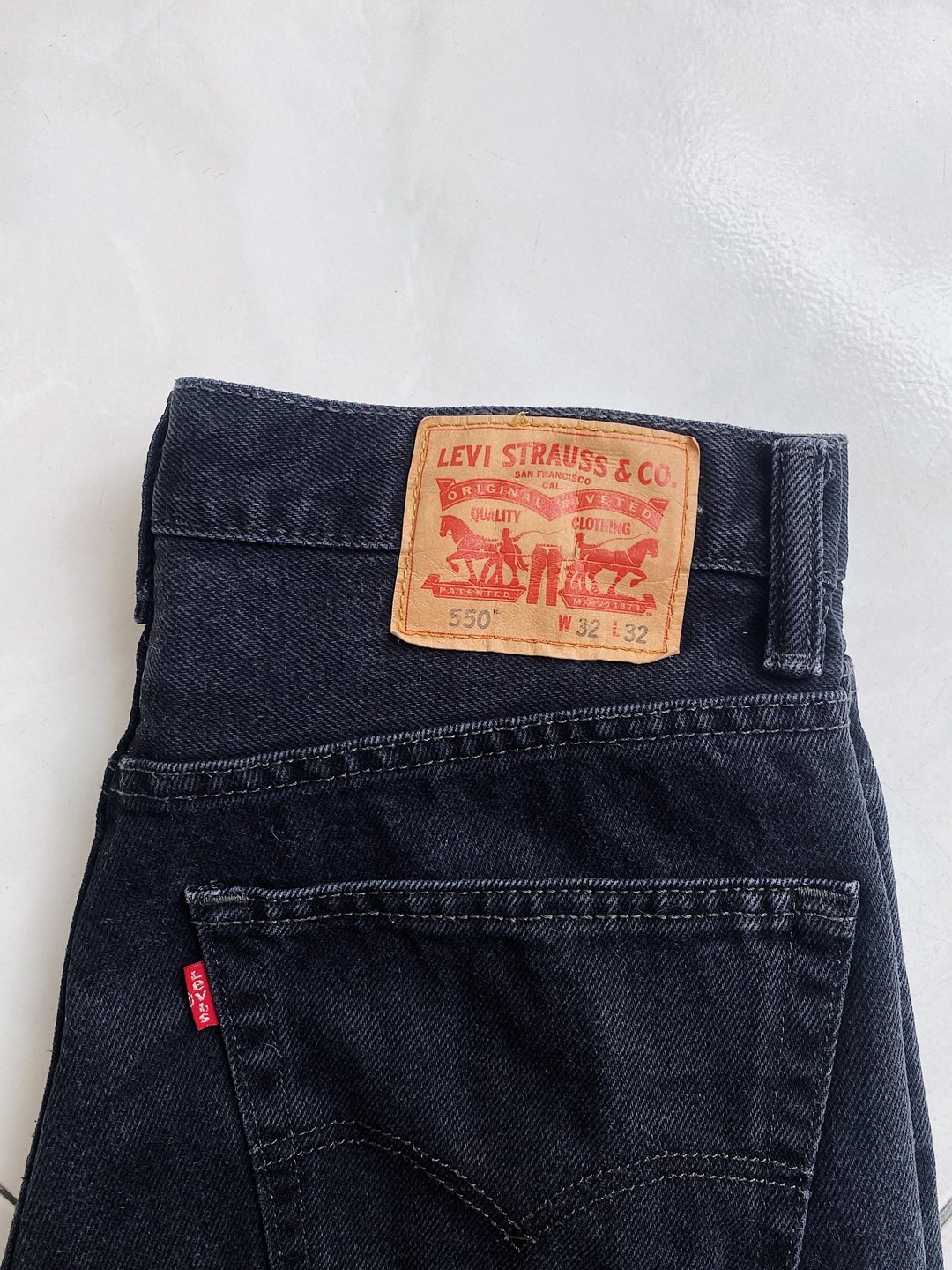 levis / 550 W32 纯黑经典素面 古着中高腰丹宁牛仔长裤 vintage - 男士长裤 - 棉 黑色