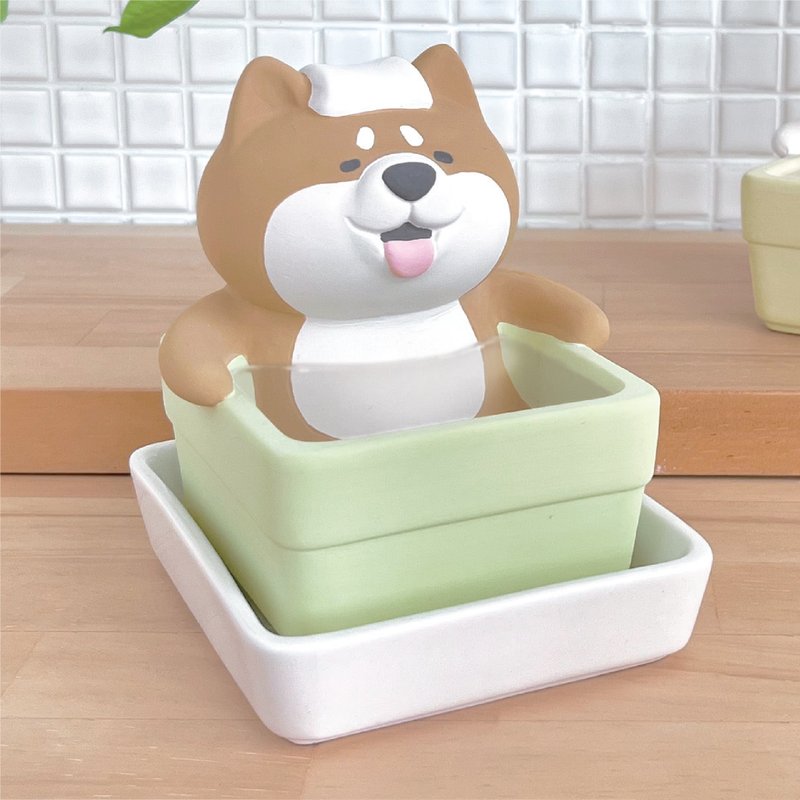 日本Decole 自然气化加湿器 - 湿润泡汤之小柴犬 - 摆饰 - 陶 卡其色