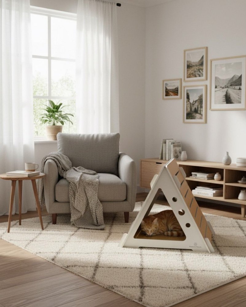 三角刮刮乐猫窝- 集结玩乐猫抓板与休息的宠物家具 - 床垫/笼子 - 环保材料 咖啡色