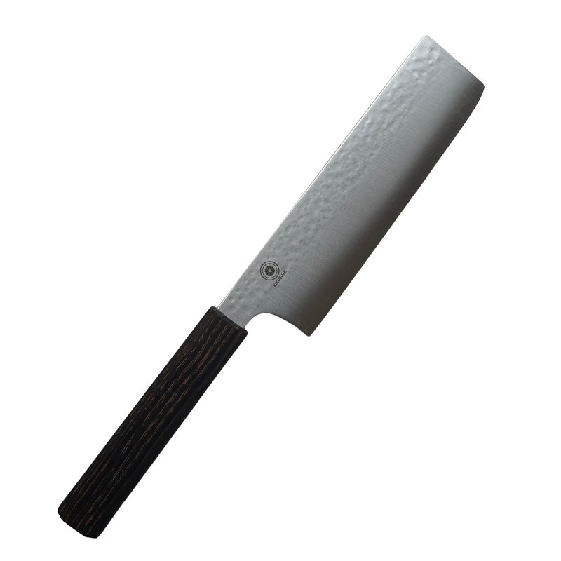 KIKUSUMI NATUR 烤栗木 八角菜刀 16cm 锤眼 不锈钢刀 - 菜刀/刀架 - 不锈钢 银色