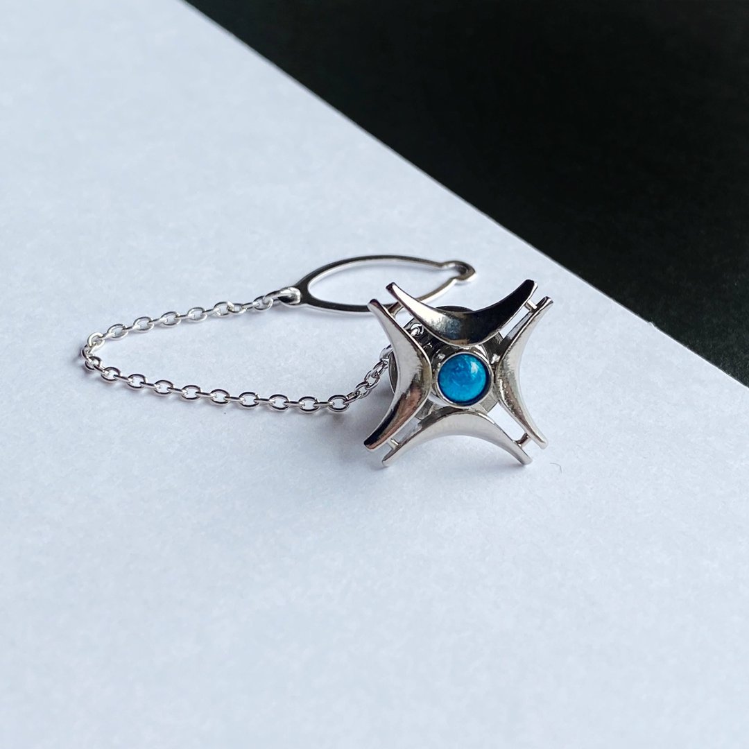 Southern Cross [Aquamarine] Cloisonne Tie Tack Lapel Pin Pure Silver Cloisonne - 领带/领带夹 - 其他材质 蓝色