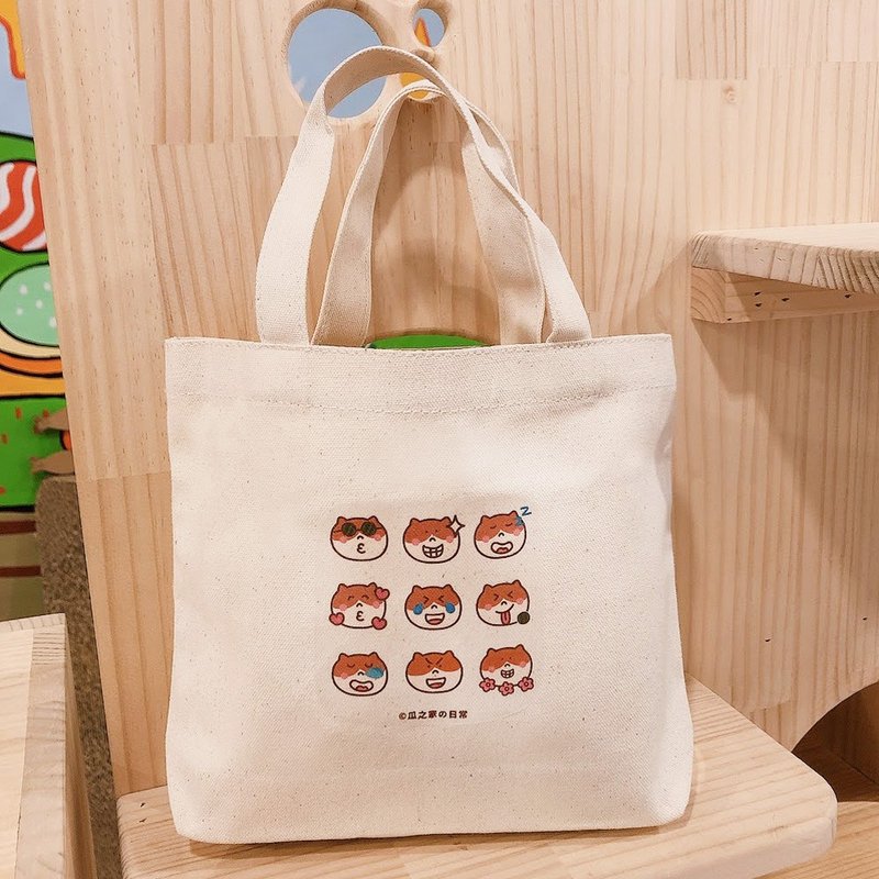 瓜皮の表情日常 帆布手提袋(午餐袋) 手工印制 Canvas bag - 手提包/手提袋 - 棉．麻 白色