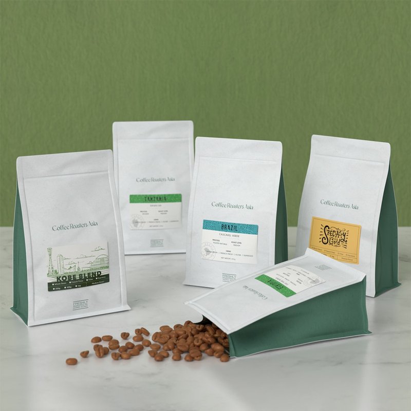 手冲咖啡特色套装 | 200克装 x 5包 - 咖啡 - 新鲜食材 咖啡色