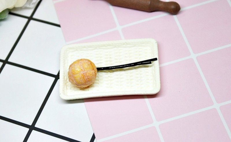 <仿真黏土发饰> => 砂糖菠萝面包－发夹系列－ #俏皮  #可爱 #小女孩儿头饰  - 发饰 - 粘土 橘色