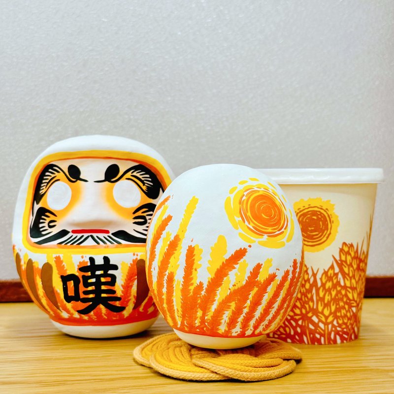 香港风味系列 - 麦芽花纸杯达磨 及 手工编织达磨垫 - 摆饰 - 纸 多色