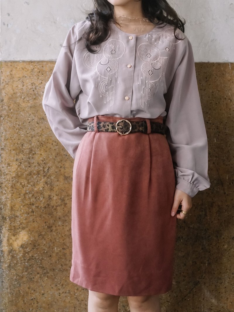 纯情百货行 Vintage 古着衬衫  LS056 刺绣藕色衬衫 - 女装衬衫 - 聚酯纤维 多色