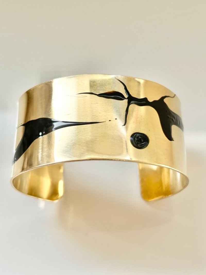 手镯 “BLACK” 日本漆艺 - 手链/手环 - 其他金属 