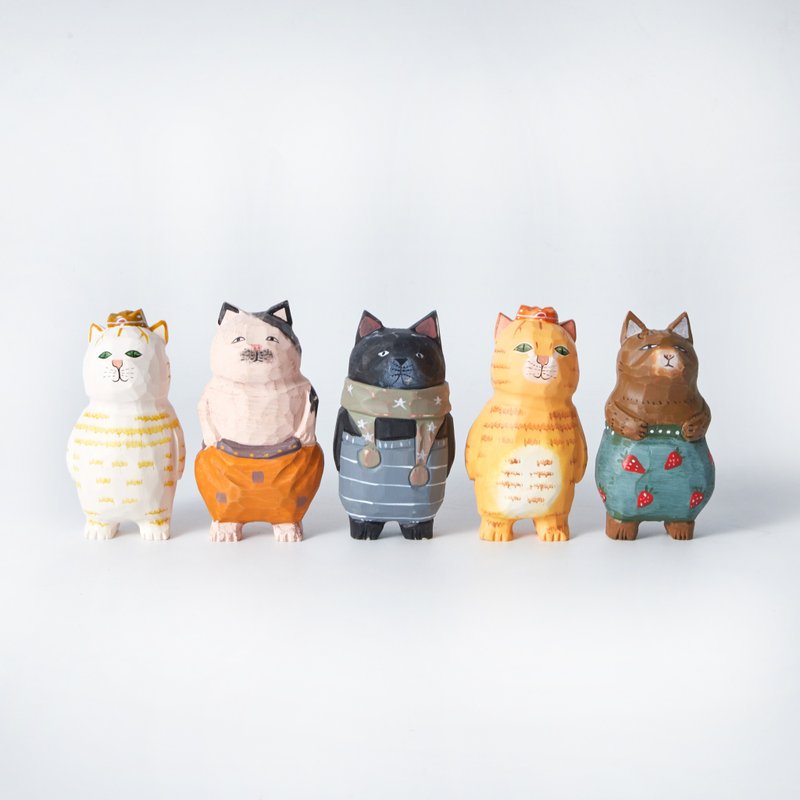 玩趣猫咪木雕家族 - 摆饰 - 木头 多色