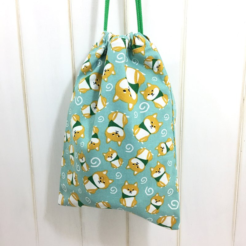 | •R• | 束口式万用袋/收纳袋/旅行袋/室内鞋袋 | 萌柴犬 - 化妆包/杂物包 - 棉．麻 