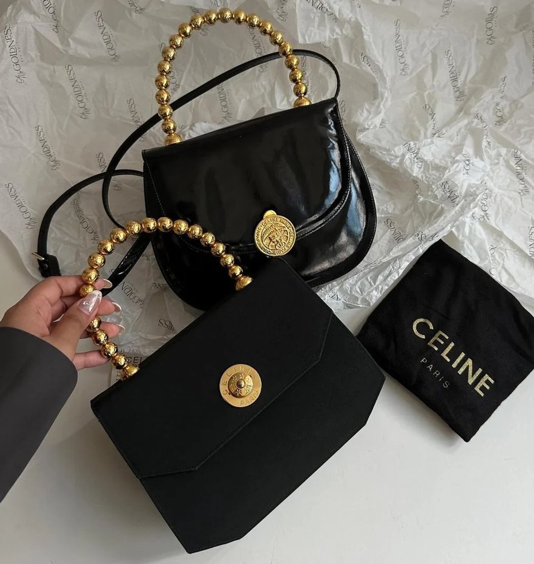中古包 CELINE 思琳 压纹星球金珠手提Kelly - 手提包/手提袋 - 其他材质 黑色