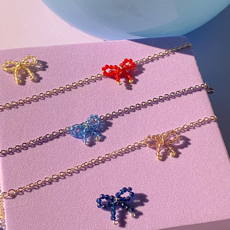 晶钻蝴蝶结手链 - 手链/手环 - 铜/黄铜 金色