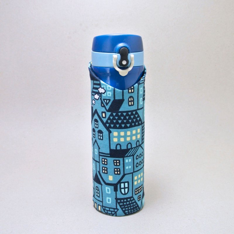 a'doubao-随身瓶套 保温瓶套 水壶套 - 房子x星空 - 随行杯提袋/水壶袋 - 棉．麻 蓝色