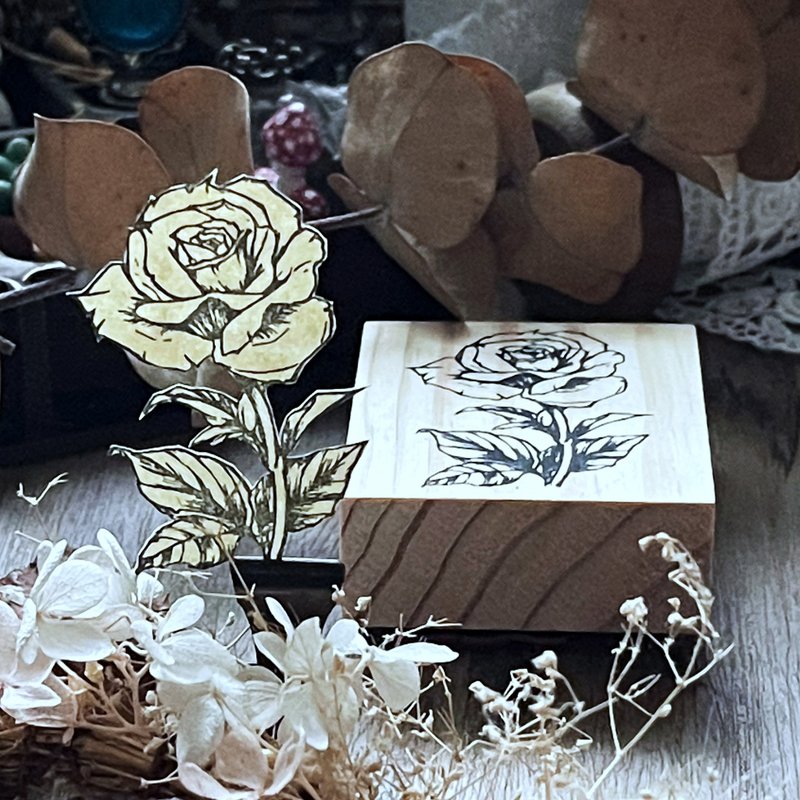 no.62繁花系列 玫瑰木头印章 - 印章/印台 - 木头 