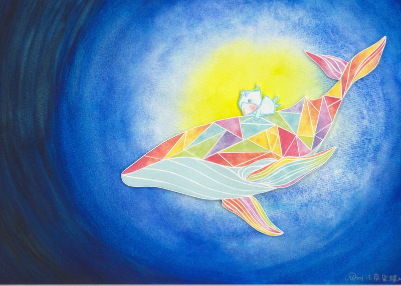 【巨大鲸鱼】-CatGal原创画作-艺术微喷复制画(含Hovsta立体框) - 海报/装饰画/版画 - 纸 