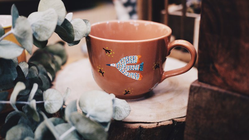 群鸟 茶杯 Birds tea cup - 茶具/茶杯 - 瓷 咖啡色