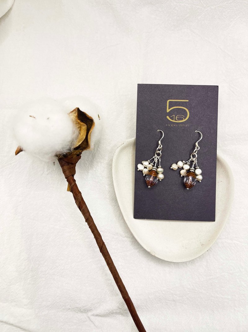 珍珠小蜜蜂 - 耳环/耳夹 - 宝石 