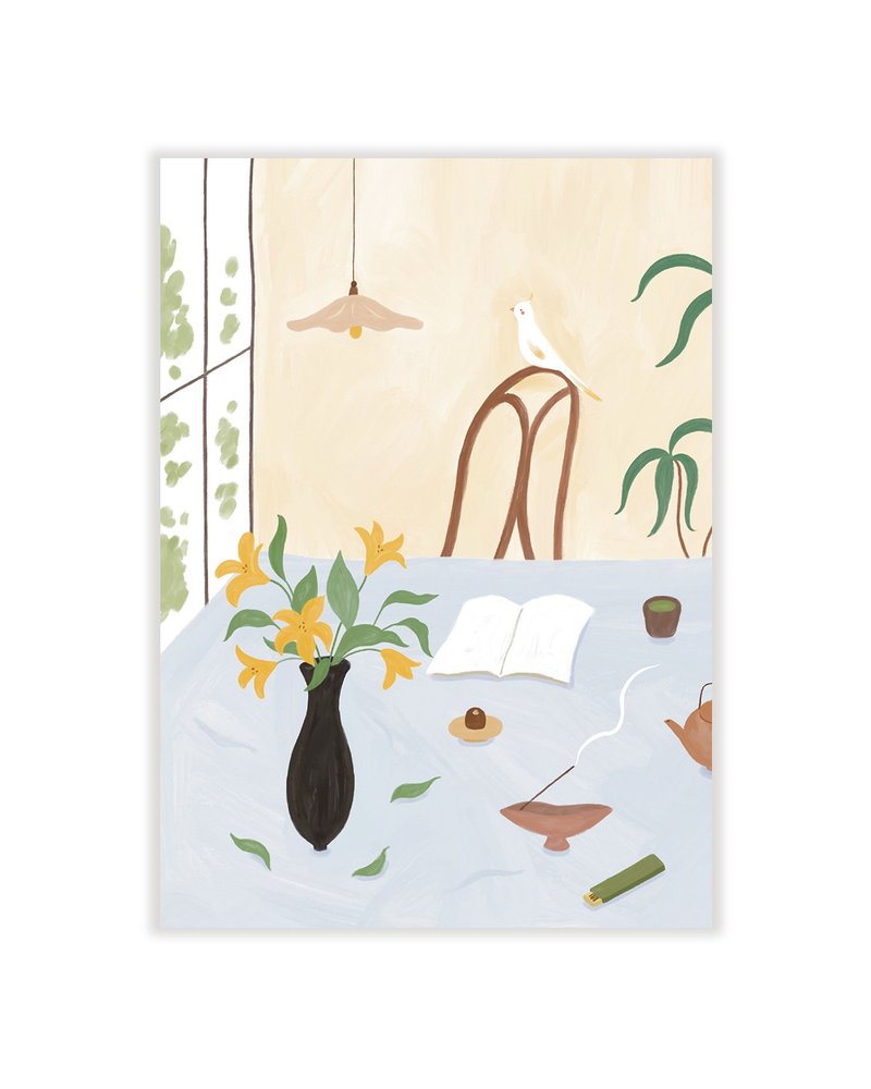 茶香里的午后插画明信片 - 卡片/明信片 - 纸 