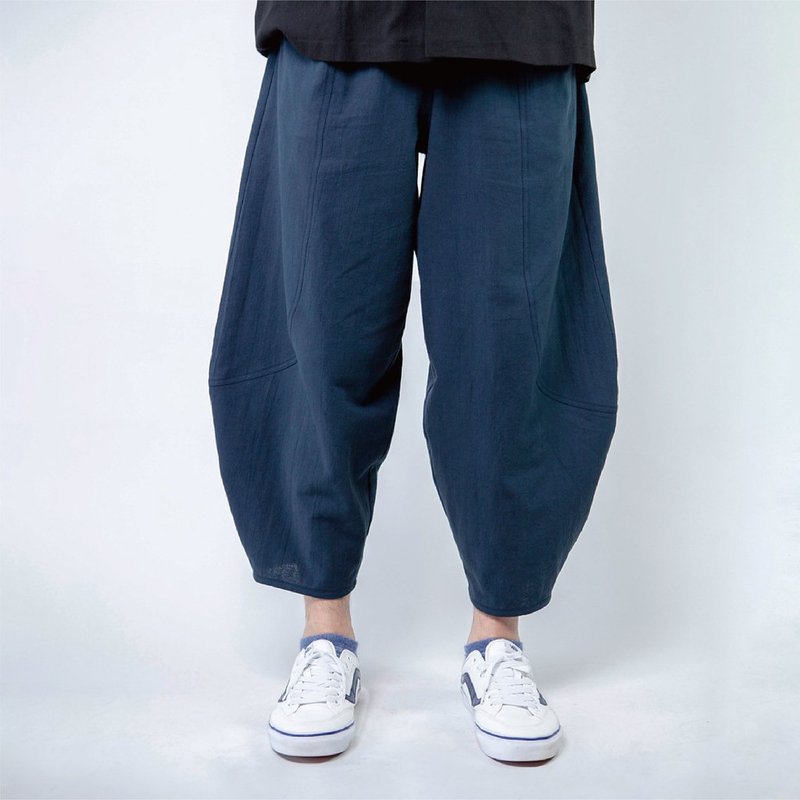 弯刀裤  天然棉麻 | 午夜蓝 - 女装长裤 - 棉．麻 