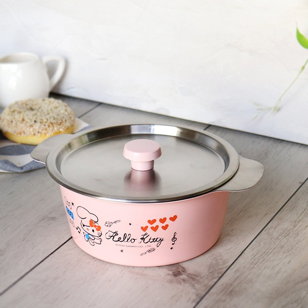 【SANRIO】HELLO KITTY-不锈钢独享锅 16CM (附盖) - 锅具/烤盘 - 不锈钢 粉红色