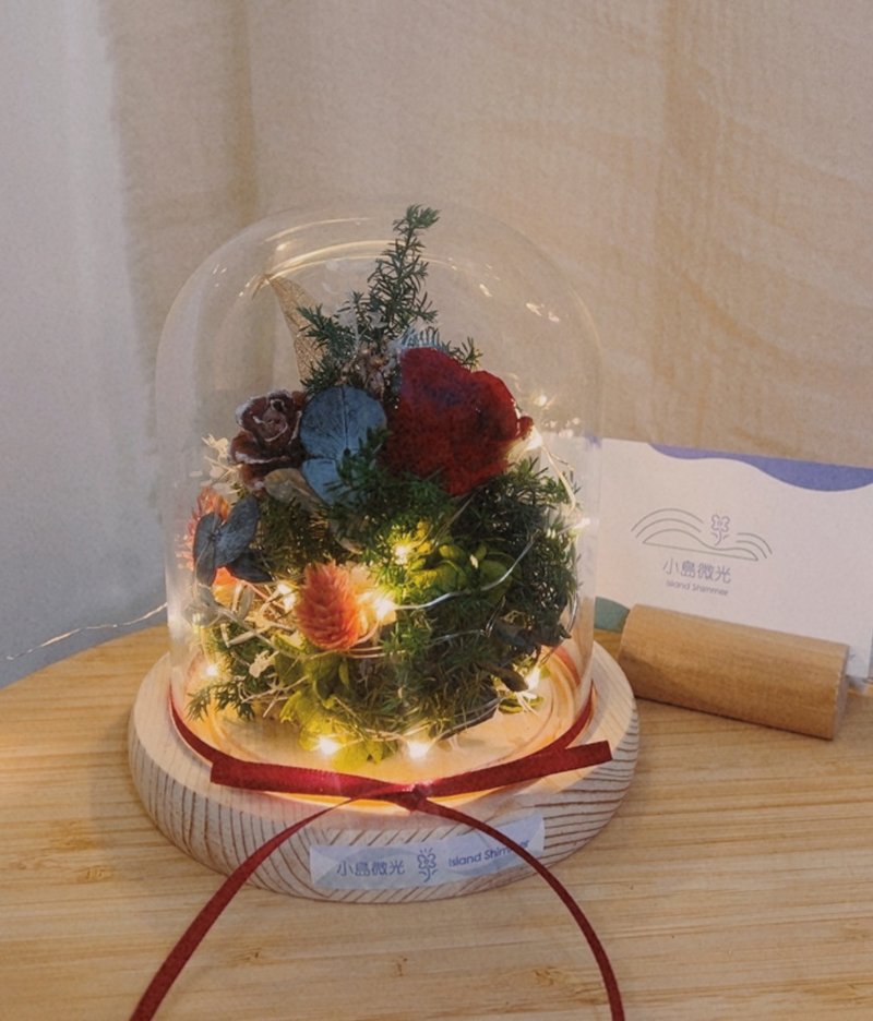 温馨冬季 - 圣诞树气氛串灯玻璃花盅 - 干燥花/捧花 - 植物．花 