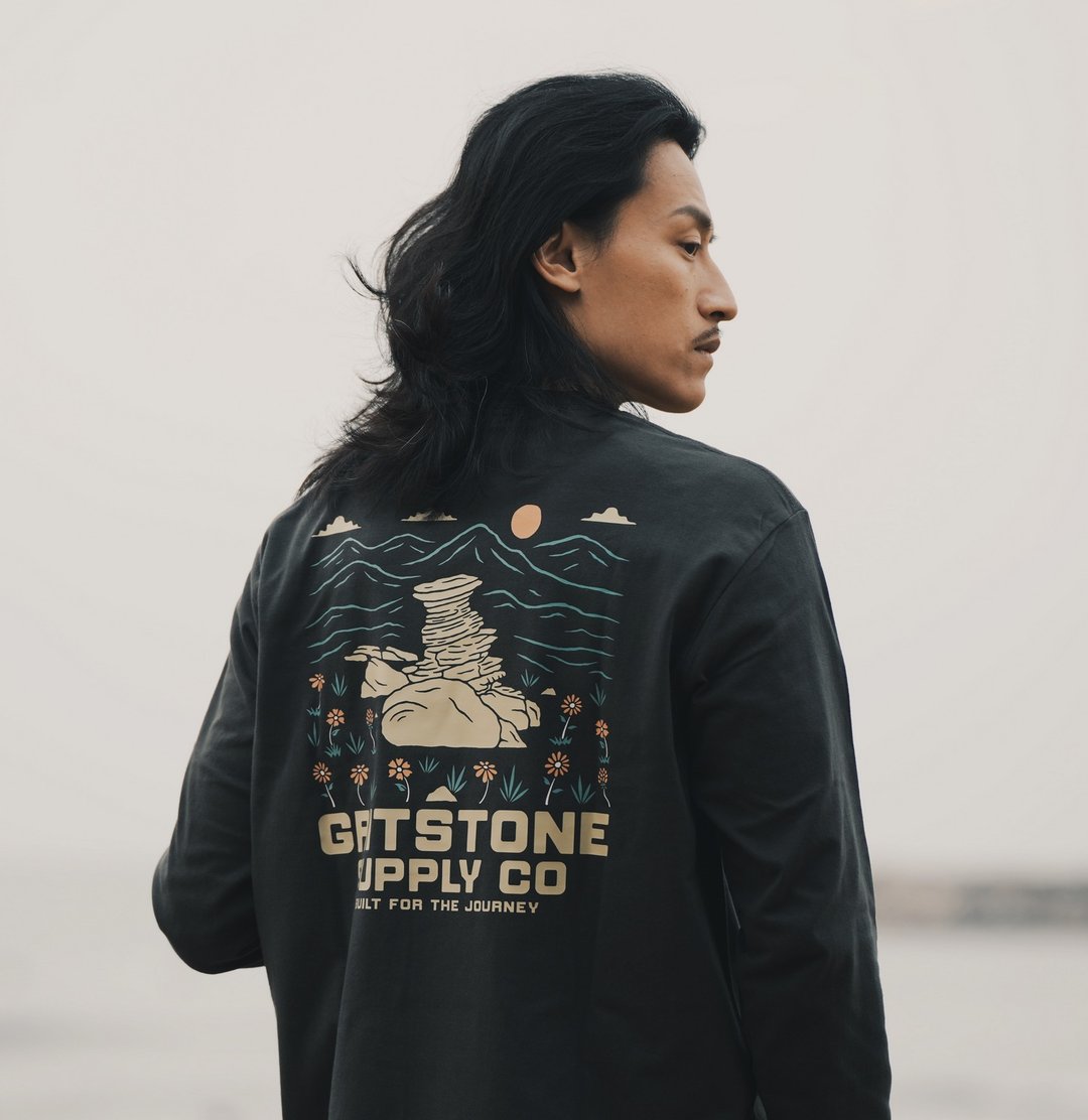 GRITSTONE_ Ridgebloom 复古长袖Tee 纯棉 薄长袖 长上衣 薄长T - 男装上衣/T 恤 - 棉 灰色