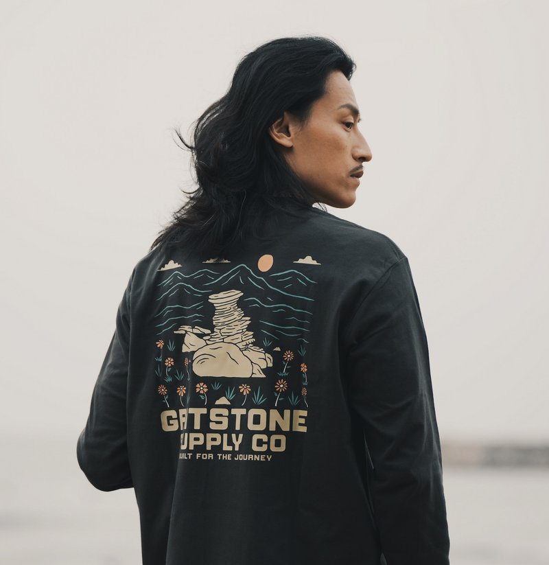 GRITSTONE_ Ridgebloom 复古长袖Tee 纯棉 薄长袖 长上衣 薄长T - 男装上衣/T 恤 - 棉．麻 灰色