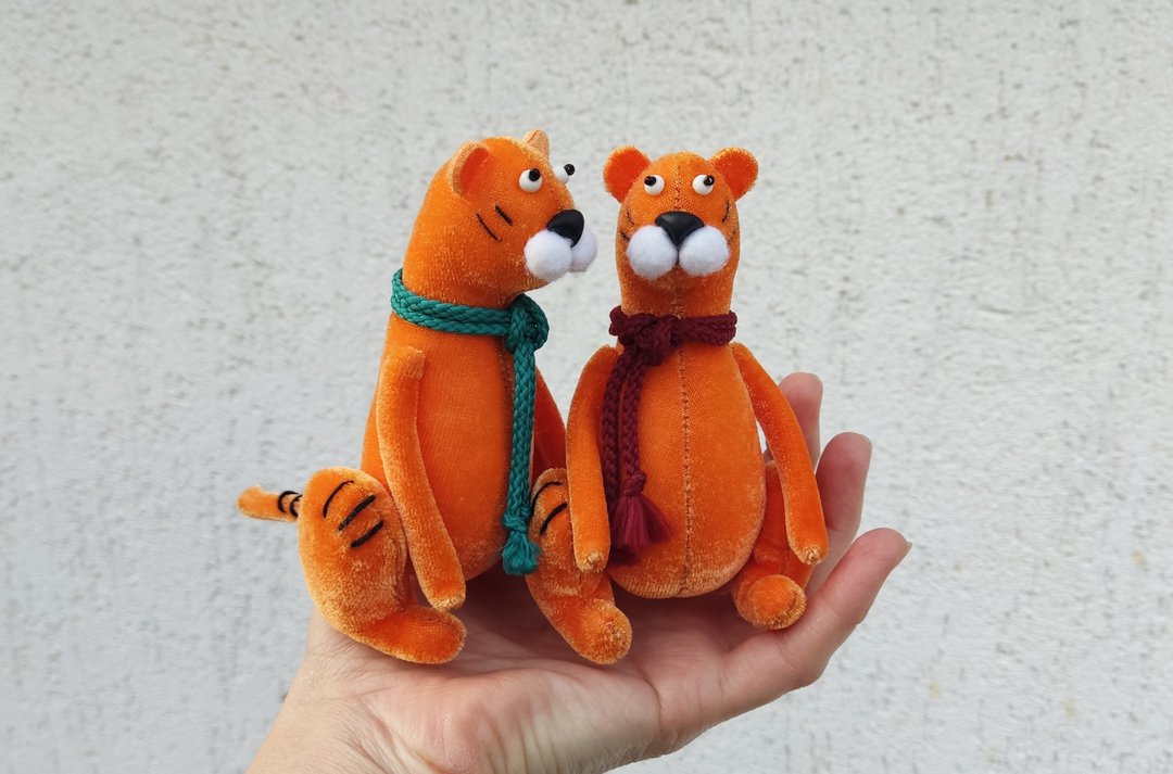 玩具老虎 stuffed toy Funny Tiger Small Plush toy Year of the Tiger - 玩具/玩偶 - 其他人造纤维 橘色