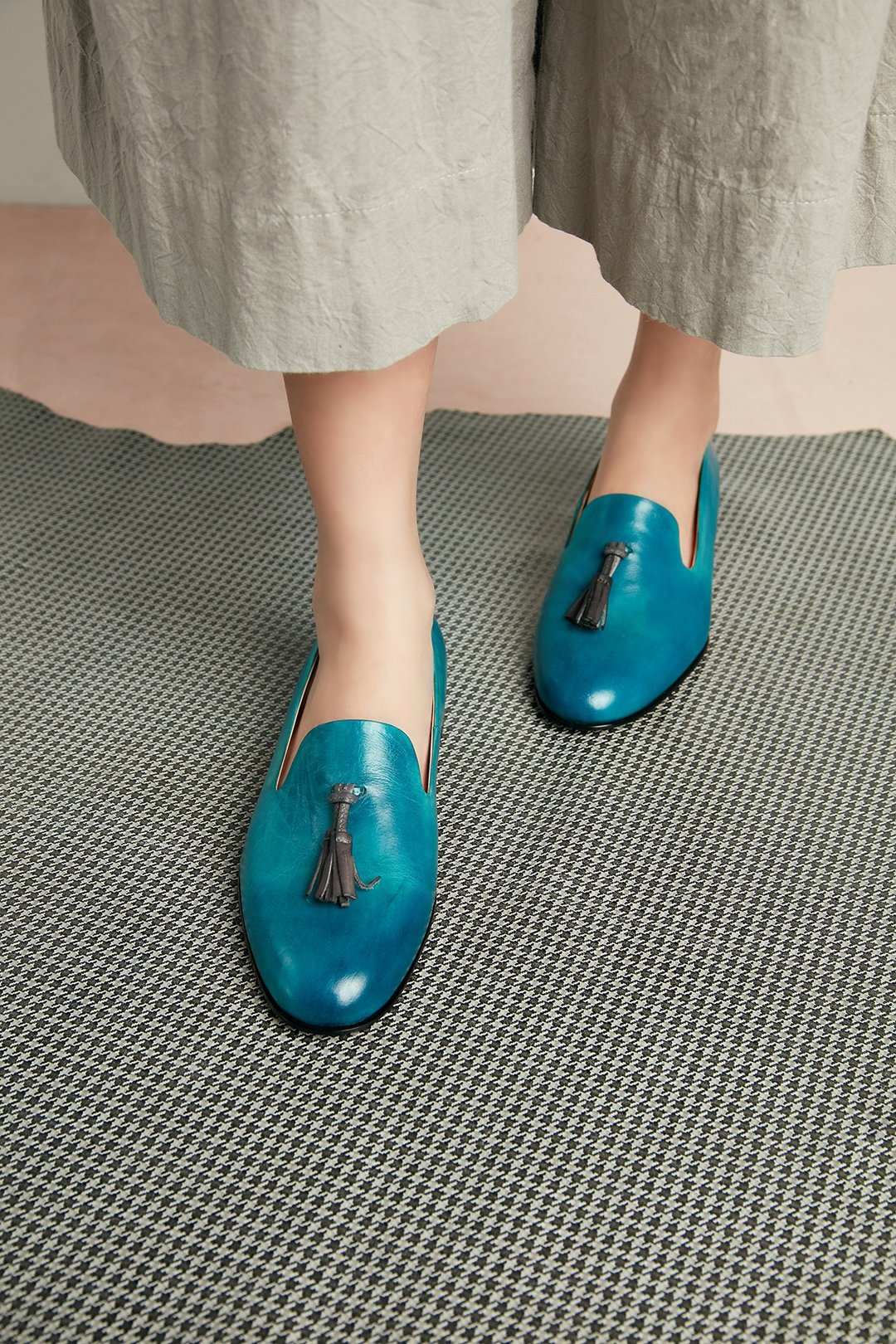 H THREE 流苏乐福鞋/堪萨斯蓝 /平底 / Loafer - 女款牛津鞋/乐福鞋 - 真皮 蓝色