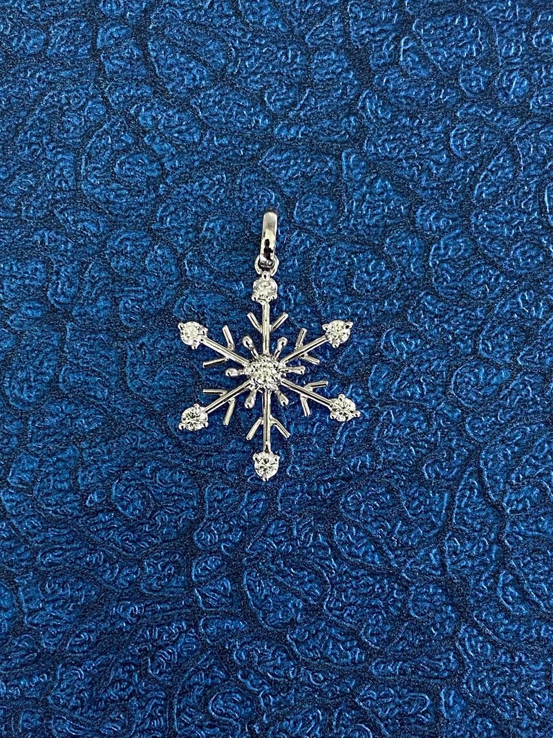 冬日限定**雪花的祝福**天然钻石坠饰 - 项链 - 钻石 银色