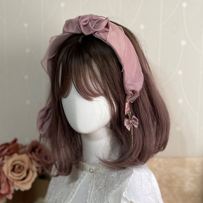 公主皱褶缀饰发箍/ 耳饰头箍 透纱 宽边 宽版 新娘头饰 发窟 耳环 - 发饰 - 其他材质 粉红色