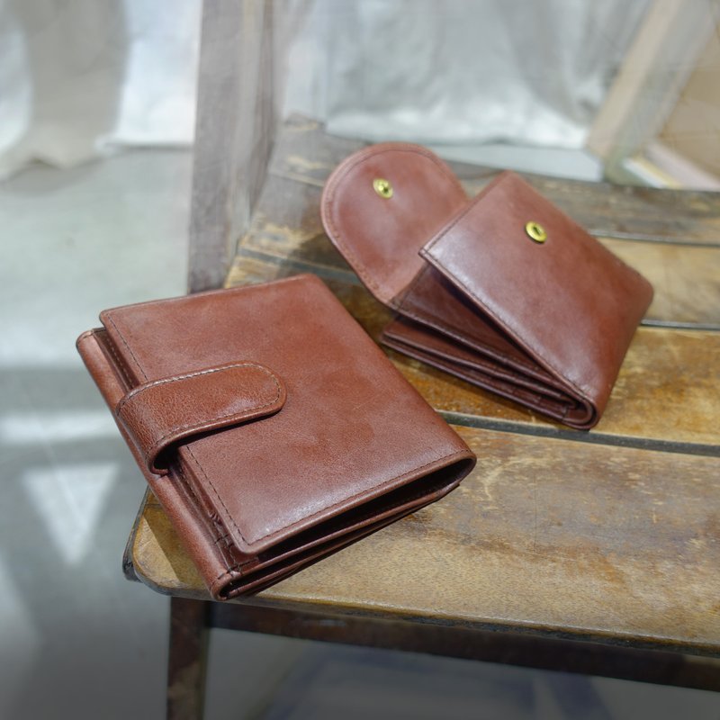 Sienna真皮大容量短皮夹 - 皮夹/钱包 - 真皮 咖啡色