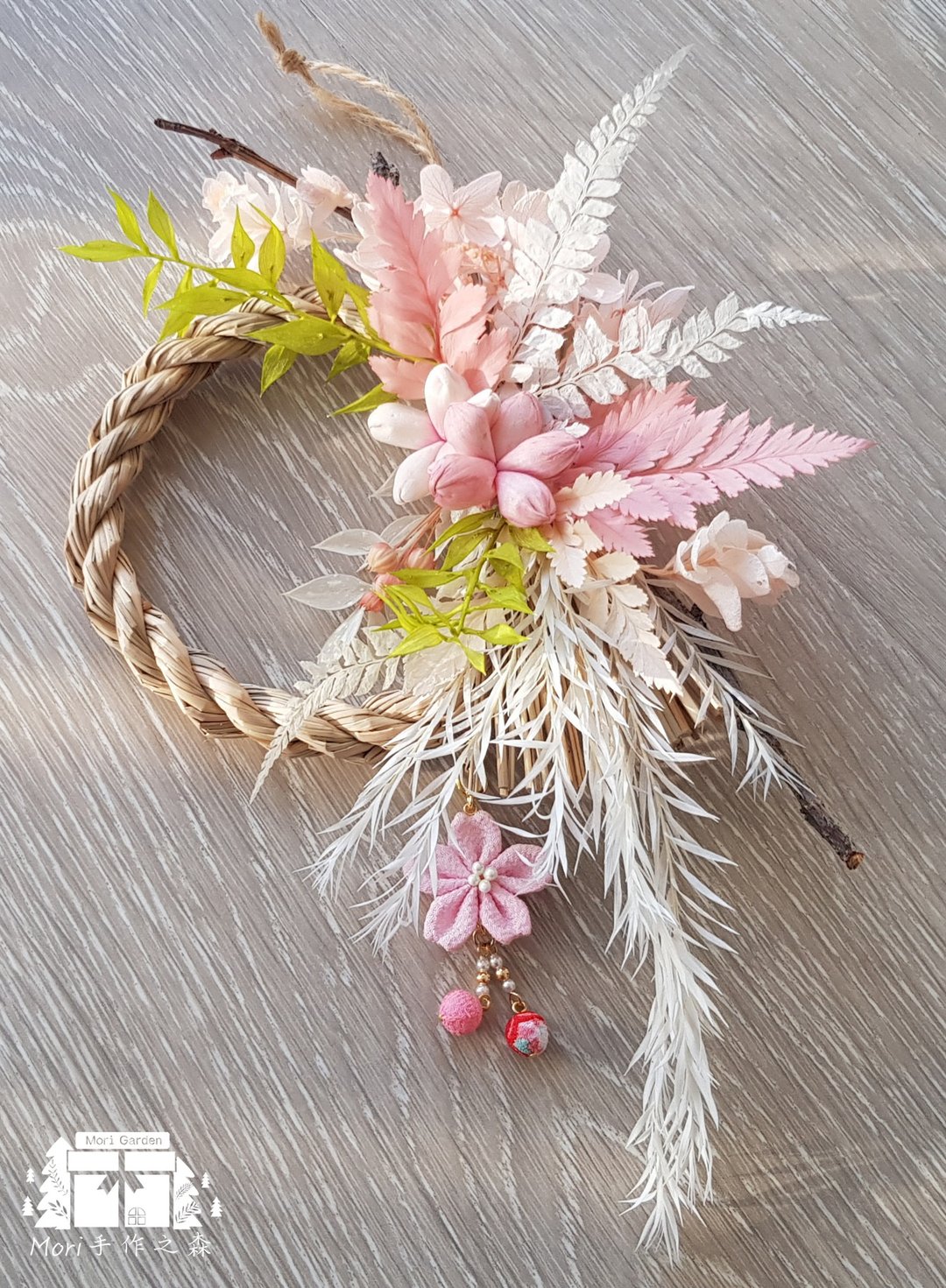 花艺系列 |【晴日花见】樱花祈福注连绳 · 可扩香 - 干燥花/捧花 - 植物．花 粉红色