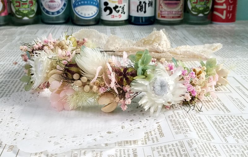 漫森态 新娘花冠 干燥花冠 不凋花冠 - 干燥花/捧花 - 植物．花 粉红色