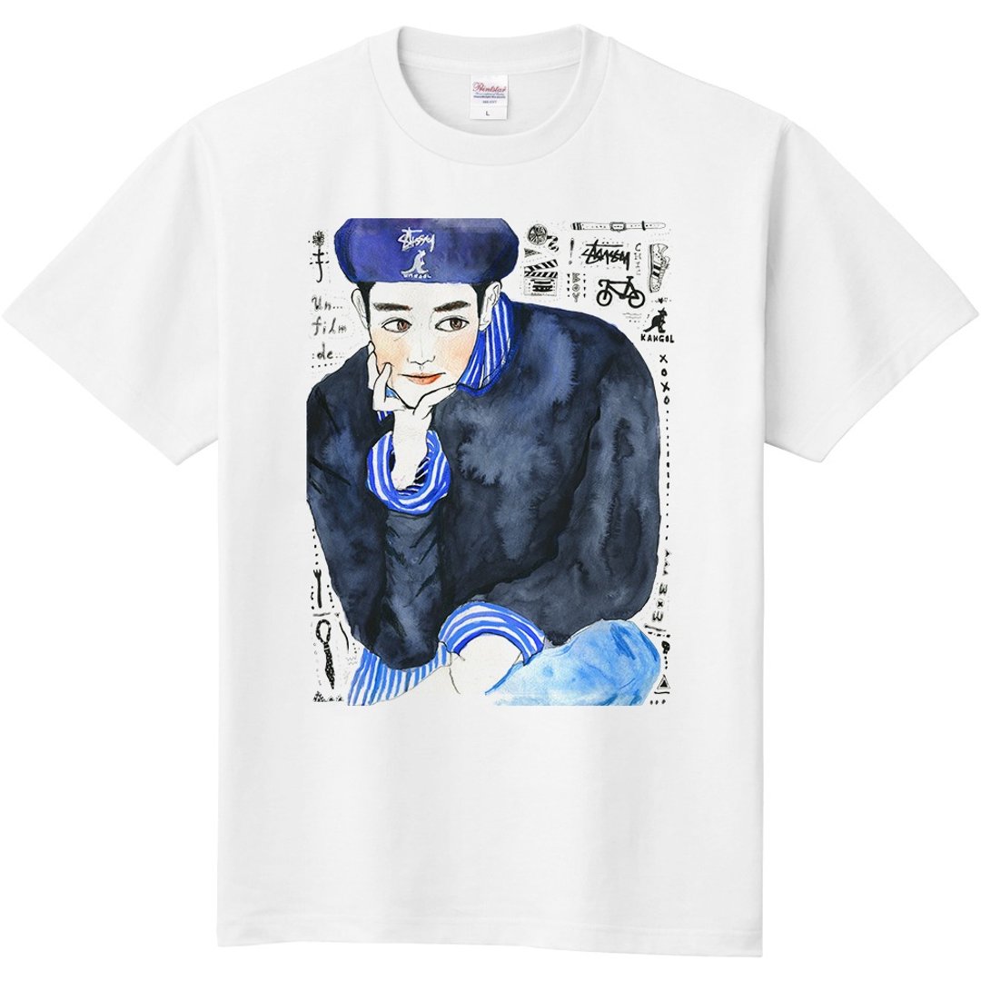 Movie boy 插画 Tee - 女装 T 恤 - 棉 蓝色