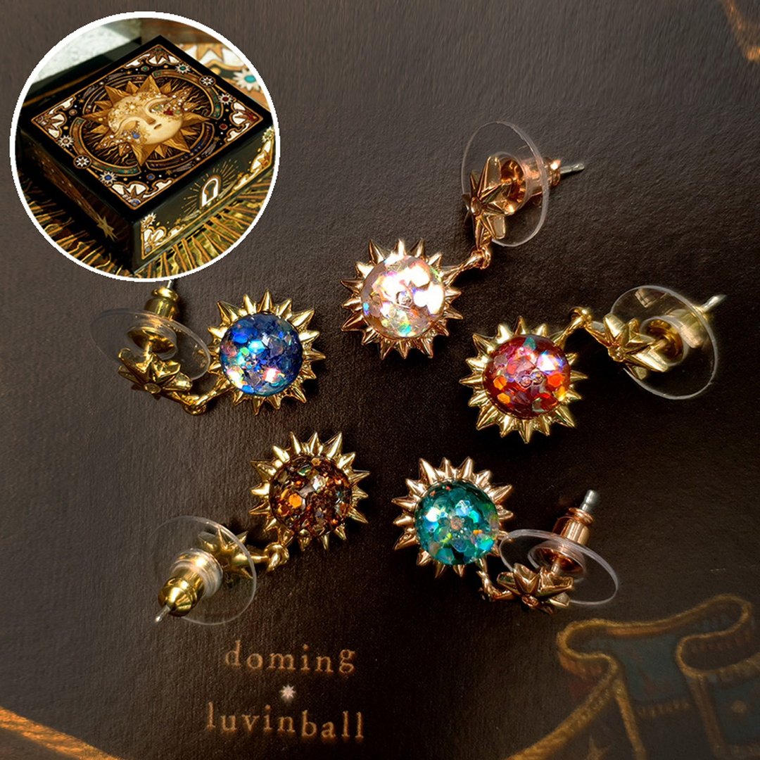 domingXluvinball Mind Reading Star Snowball Earrings SET - 耳环/耳夹 - 玻璃 