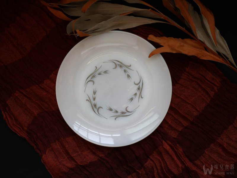 早期Fire King餐盘－Harvest系列 (餐具/老件/旧物/耐热/玻璃) - 盘子/餐盘/盘架 - 玻璃 白色