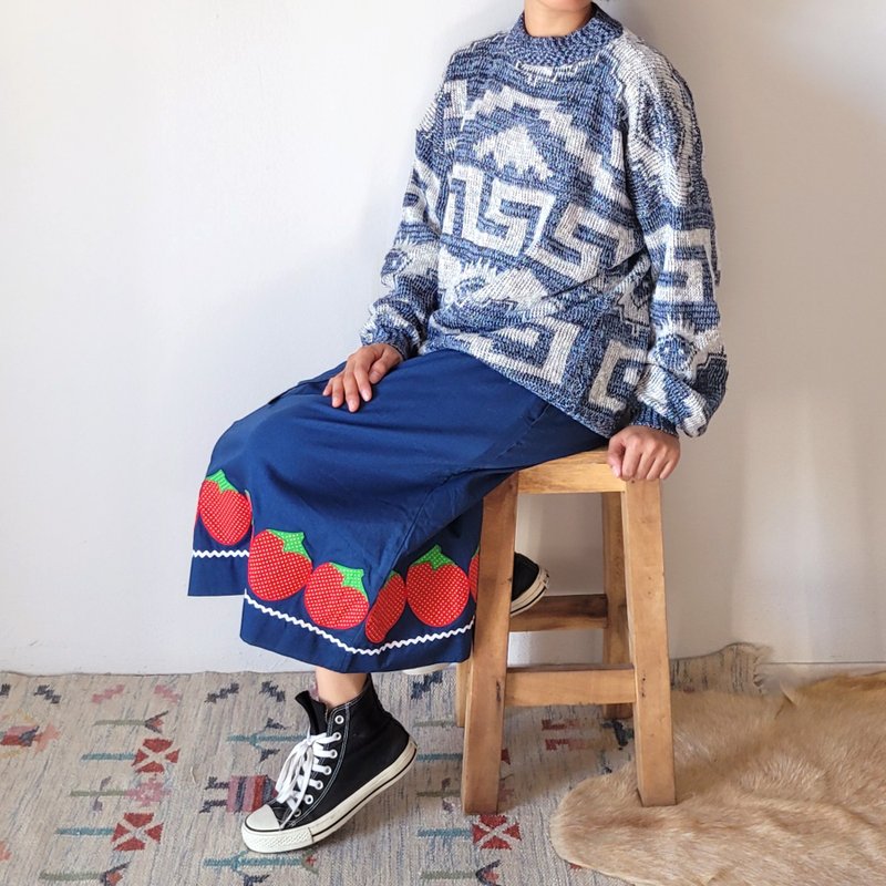 BajuTua /古着/ 美国制 民族几何图腾 中性风针织衫 - 男装针织衫/毛衣 - 压克力 蓝色