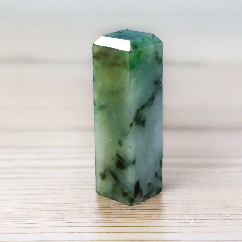 飘绿花翡翠印章 | 天然缅甸玉A货翡翠 | 送礼 - 印章/印台 - 玉石 多色