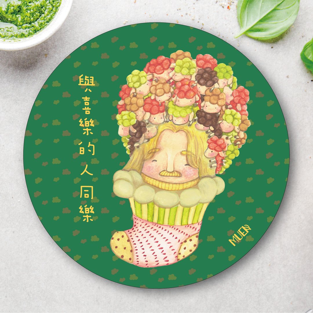 同享喜乐-圆形吸水杯垫 - 杯垫 - 陶 绿色
