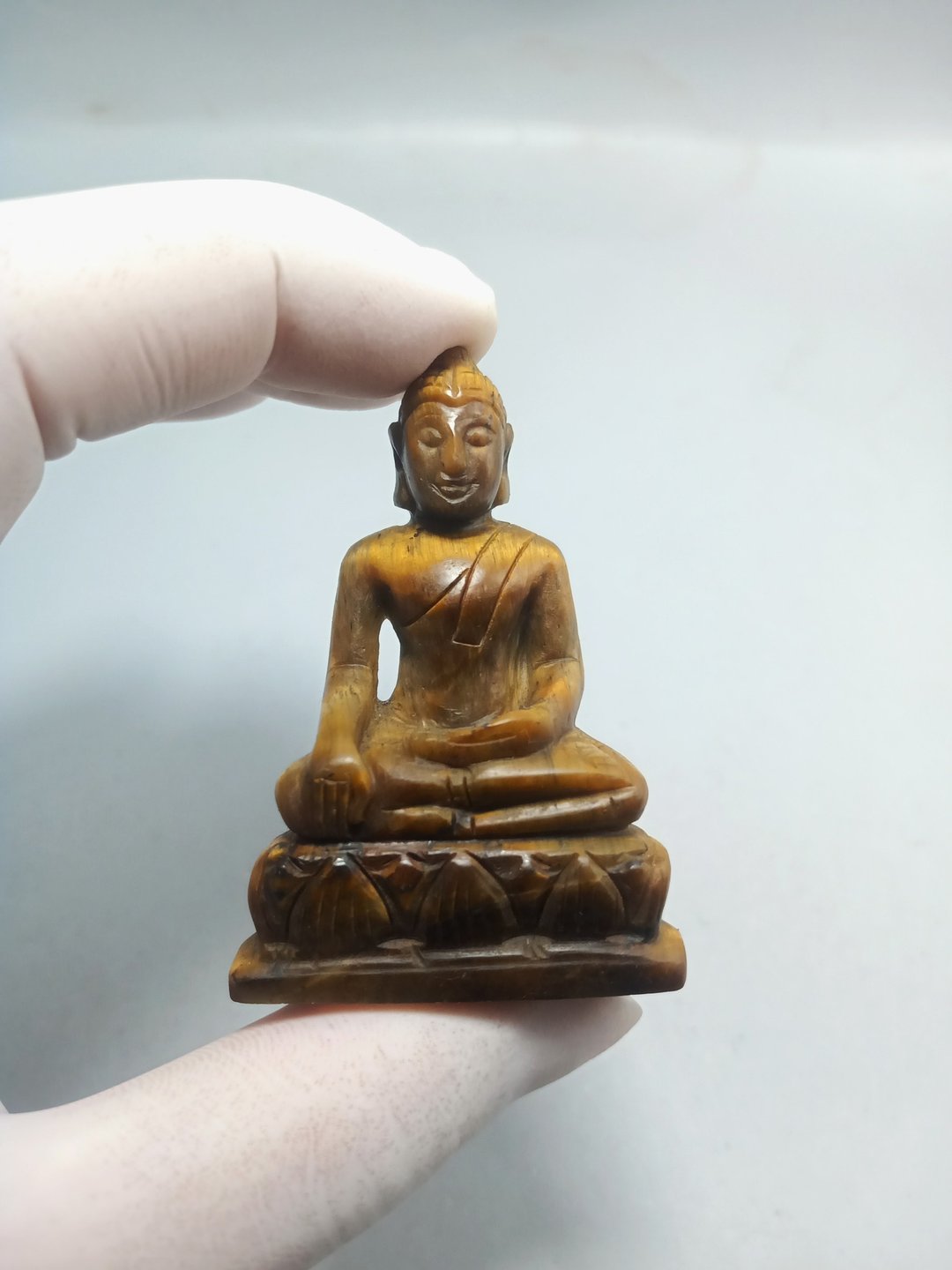 57 毫米手工雕刻虎眼石佛像 100% 正宗天然石材 - 其他 - 石头 
