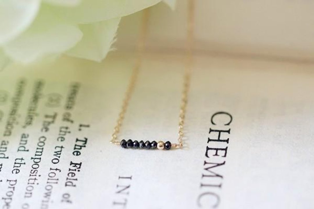 14KGF Eternal Immutable Natural Black Diamond Lucky7 Necklace April Birthstone - 项链 - 宝石 黑色