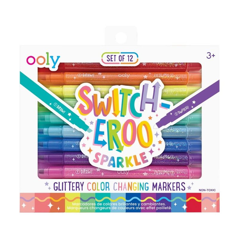 【美国OOLY】Switch-Eroo! 双头神奇变色闪亮彩色笔 (12色) - 插画/绘画/写字 - 塑料 多色