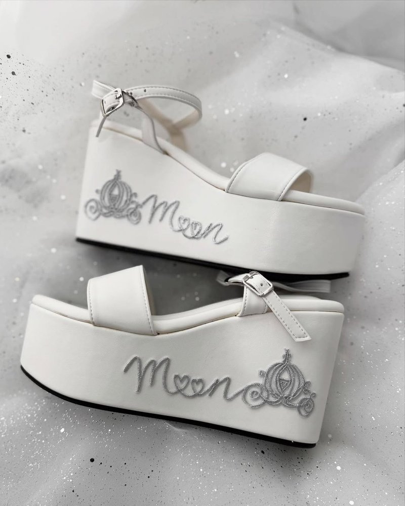 订制绣名字的婚鞋 - 高跟鞋 - 人造皮革 白色