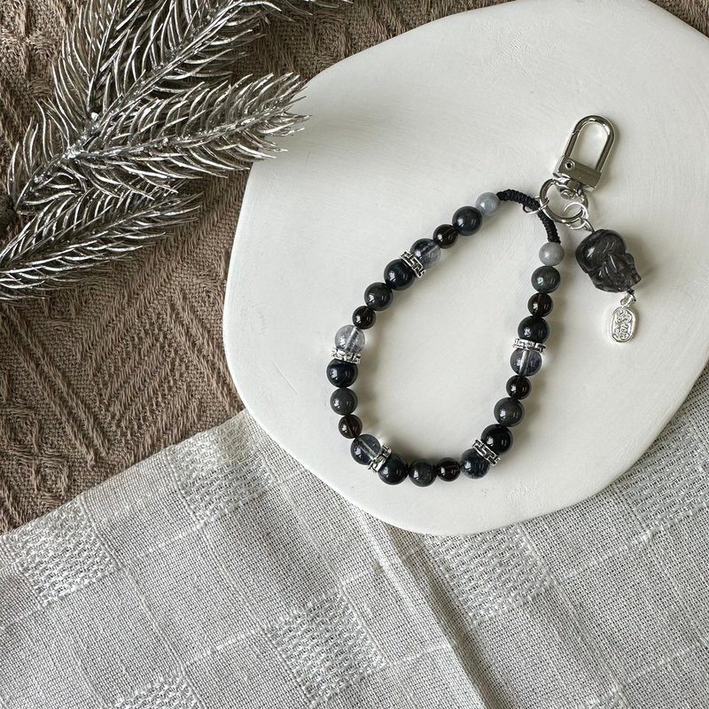 沉稳黑曜石貔貅手机挂饰 - 吊饰 - 水晶 