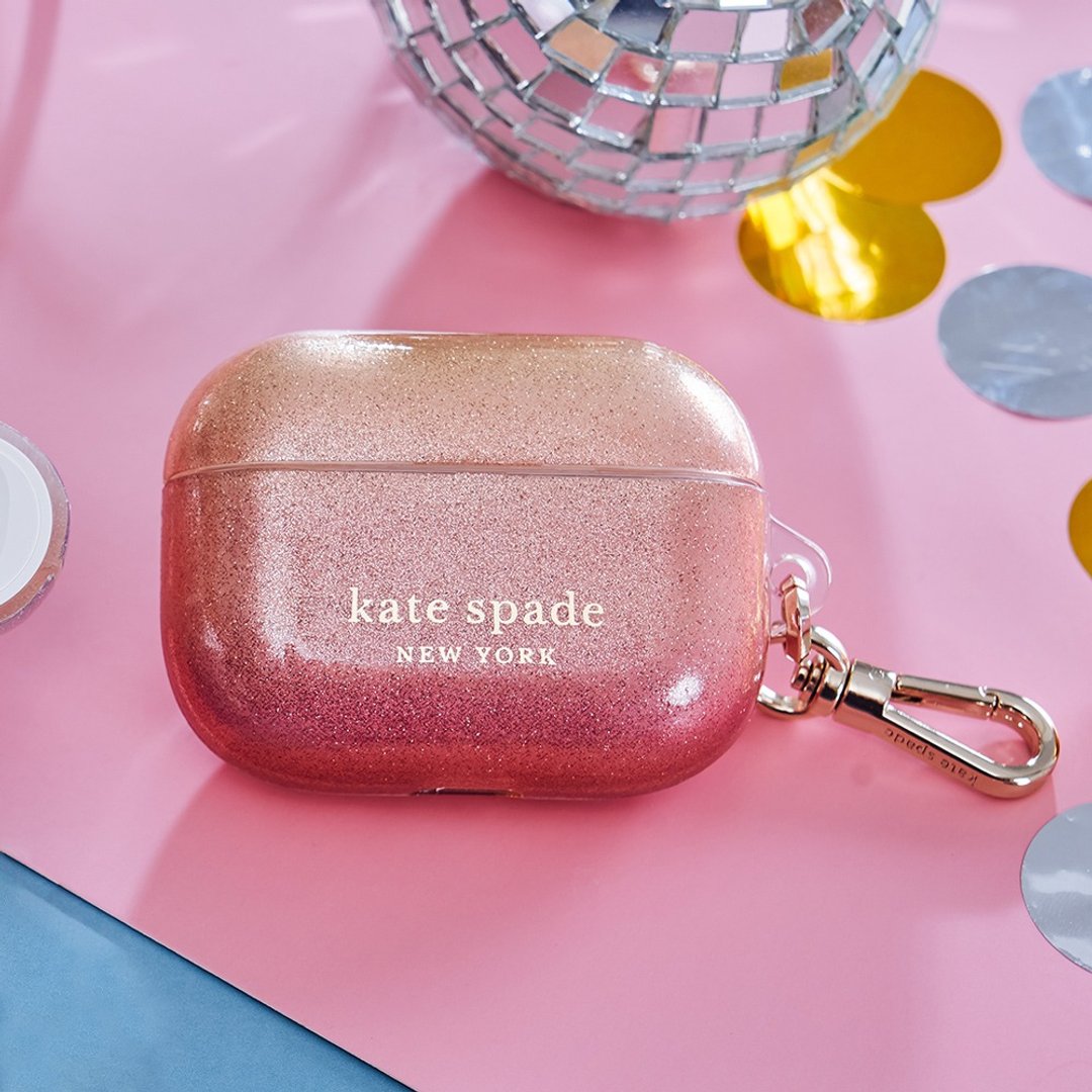 【kate spade】AirPods Pro 精品耳机套 渐层红 - 耳机收纳 - 塑料 红色