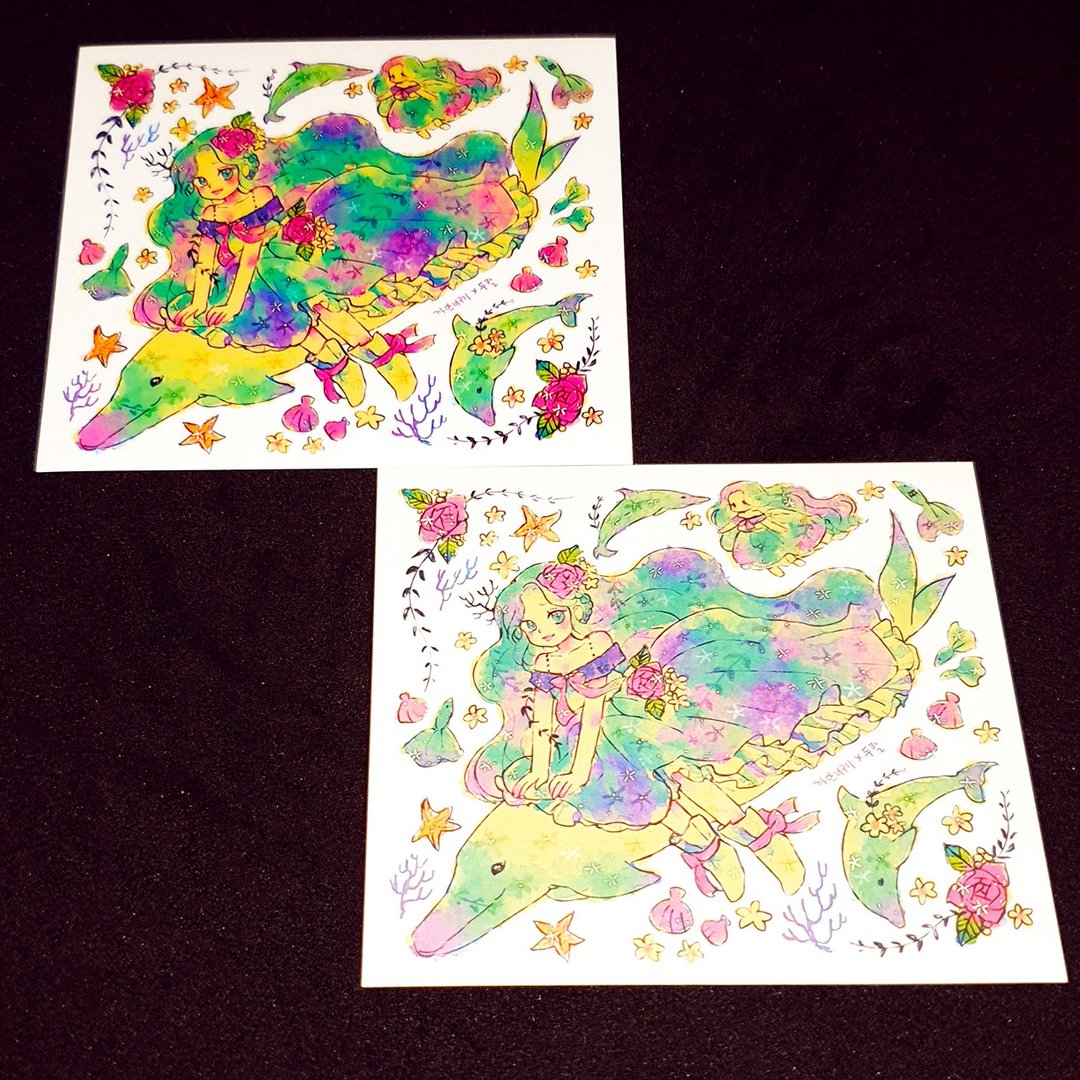 Dolphin (1 color) 1 (honne market) 人物贴纸 Girl sticker Black Raccoon - 贴纸 - 纸 