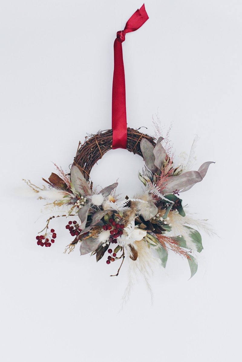 Xmas Wreath!【智慧女神-Athena】干燥花 花圈 布置 圣诞节 装饰 - 摆饰 - 植物．花 红色