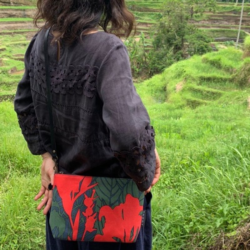 迷你斜背包 美人蕉 希望_红 - 侧背包/斜挎包 - 棉．麻 