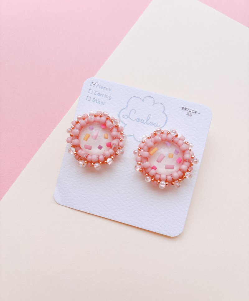 糖果 耳针 - 耳环/耳夹 - 其他材质 粉红色