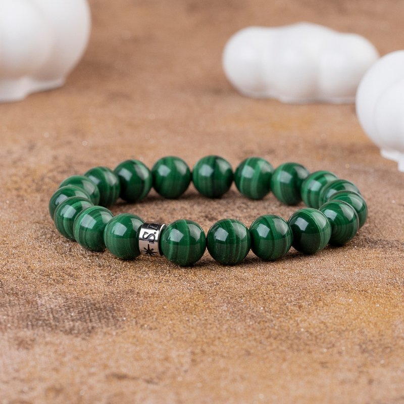 孔雀石天然能量水晶手串9.5-10.5mm D18407 - 手链/手环 - 水晶 绿色